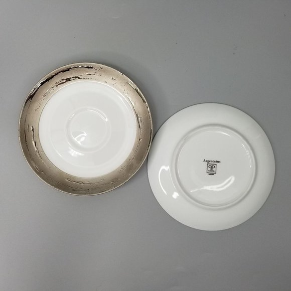 2 Porcel Argentatus Tea Saucers Limoges Porcelain - Picture 3 of 8